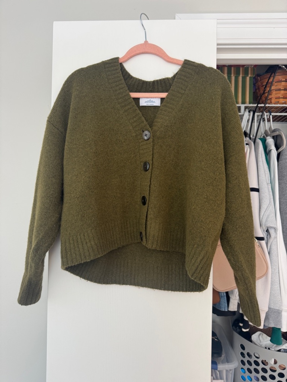 Old Navy Olive Green Button-Front V-Neck Sweater Cardigan